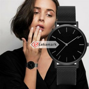 New Fashion Luxury Women Leather Band Stainless Steel Quartz Analog Wrist Watch